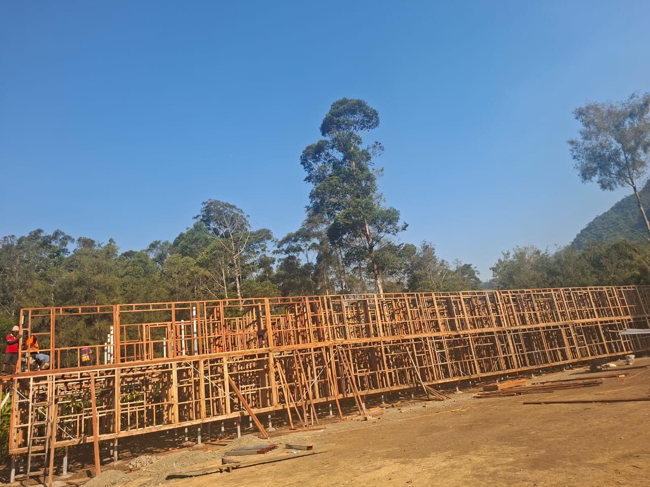 Timber frame of the new lodge under construction